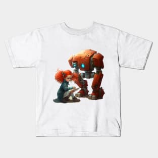 Girl with Robot Kids T-Shirt